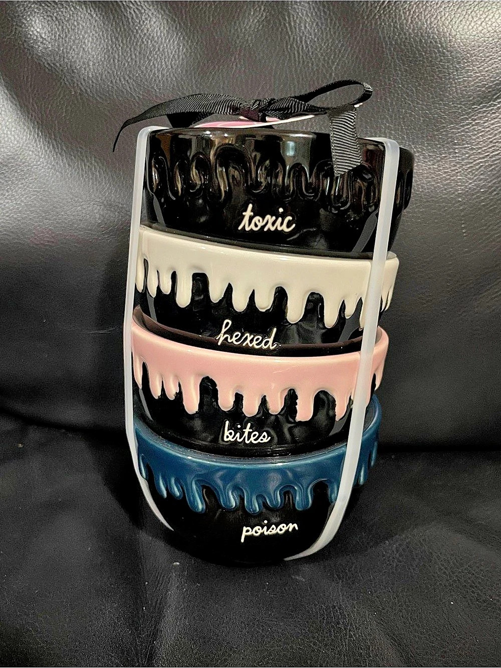 Halloween Rae Dunn Ramekins Set of 4 toxic hexed bites poison